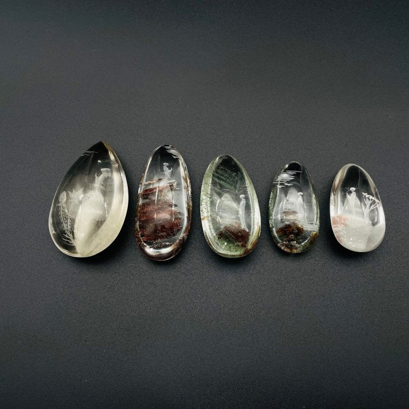 5 Pieces Buddhist Monk Bodhi Kensho Garden Quartz Inner Scene Carving - Image 6