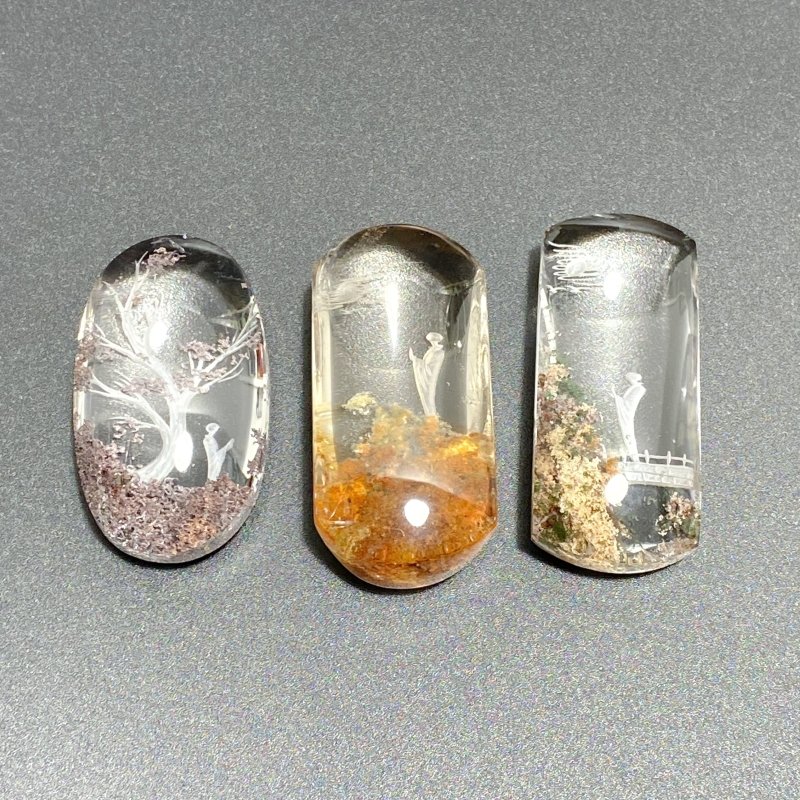 3 Pieces High Quality Buddhist Monk Bodhi Kensho Garden Quartz Inner Scene Carving - Image 4