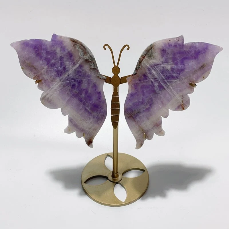 3 Pairs Butterfly Wing Carving With Stand Amethyst Mixed Agate Ocean Jasper - Image 5