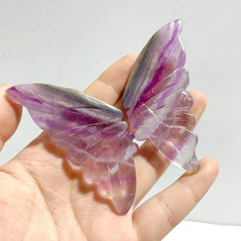 6 Pairs Small Fluorite Butterfly Wing Carving With Stand - Image 4