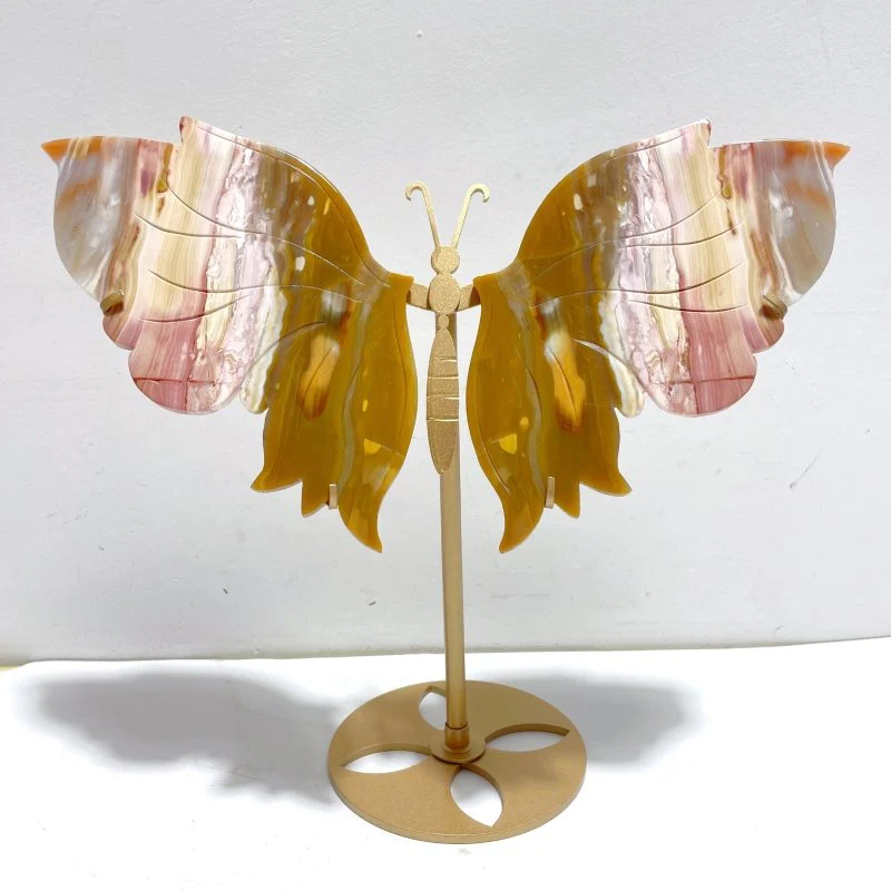Ocean Jasper Butterfly Wing Carving With Stand