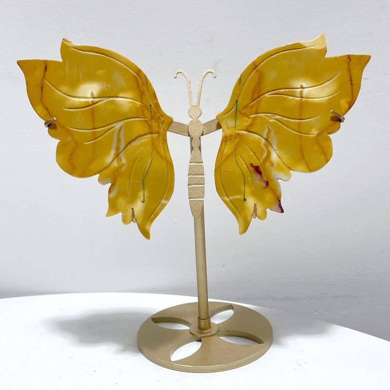 2 Pairs Butterfly Wing Carving With Stand Mookaite And Agate - Image 2