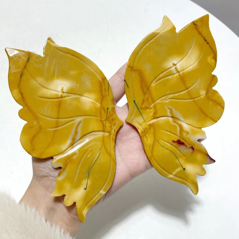 2 Pairs Butterfly Wing Carving With Stand Mookaite And Agate - Image 5