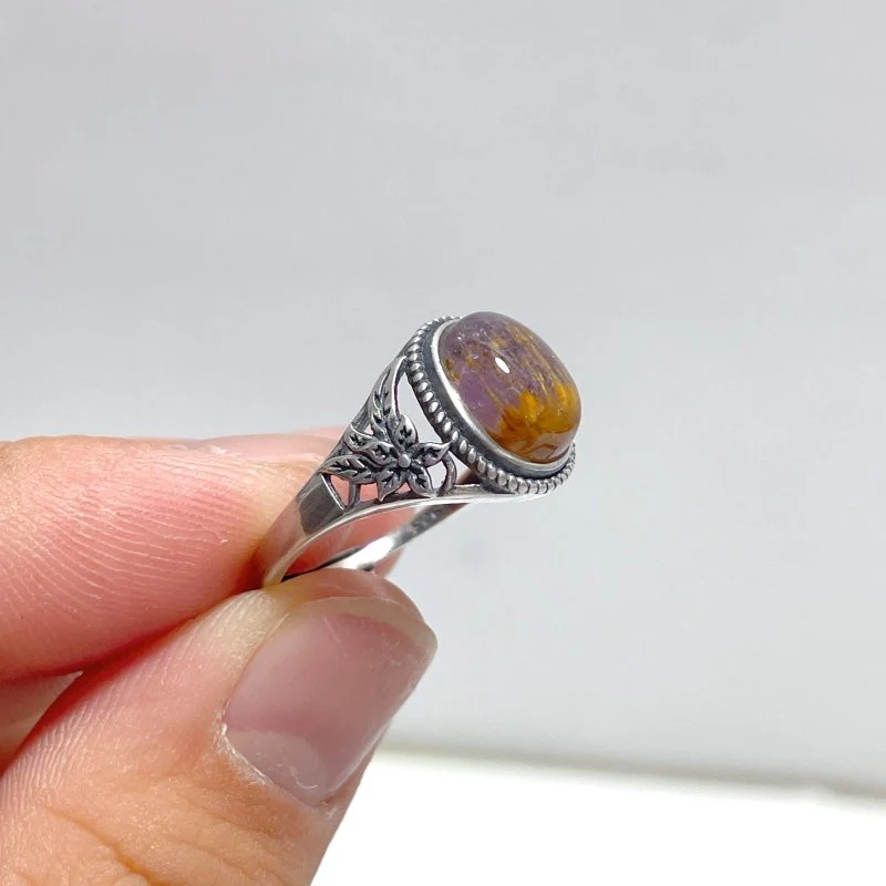 10 Pieces Cacoxenite Super7 Amethyst Sterling Silver Different Styles Ring - Image 2