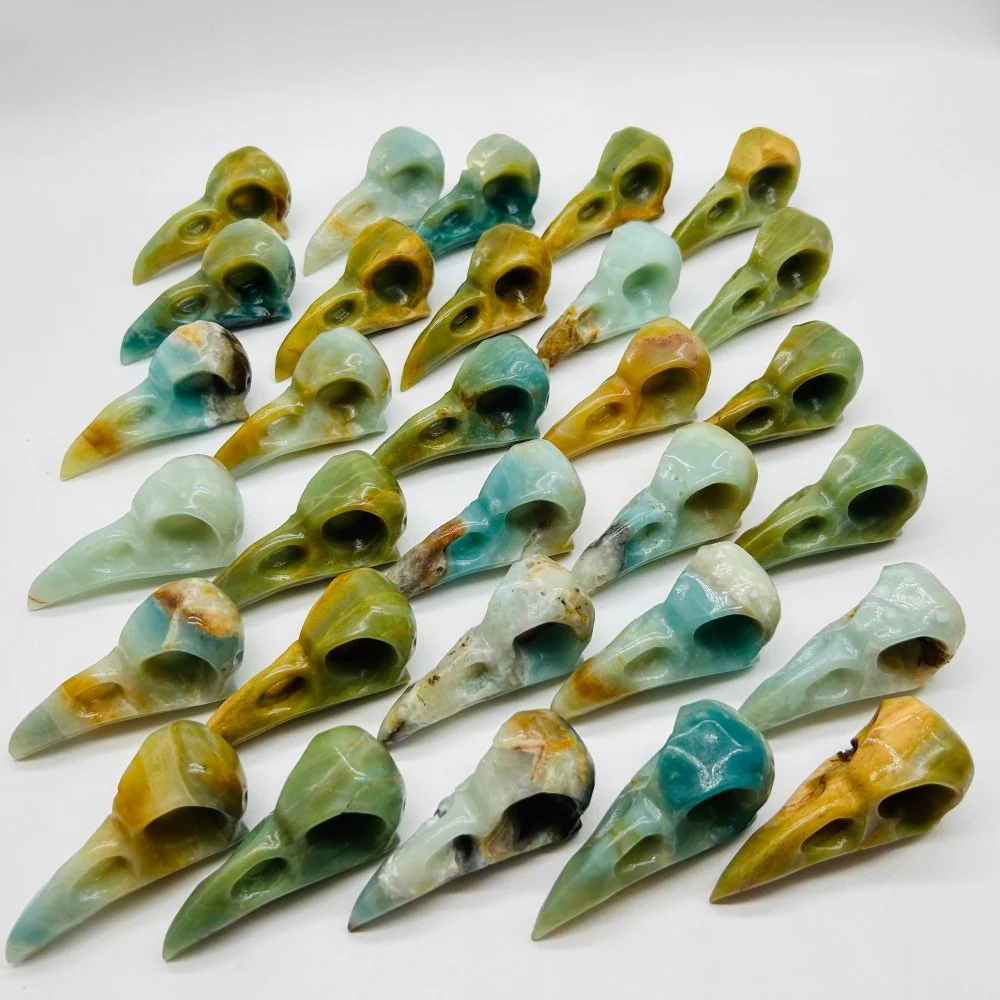 30 Pieces High Quality Caribbean Calcite Crow Skull Carving - Image 3