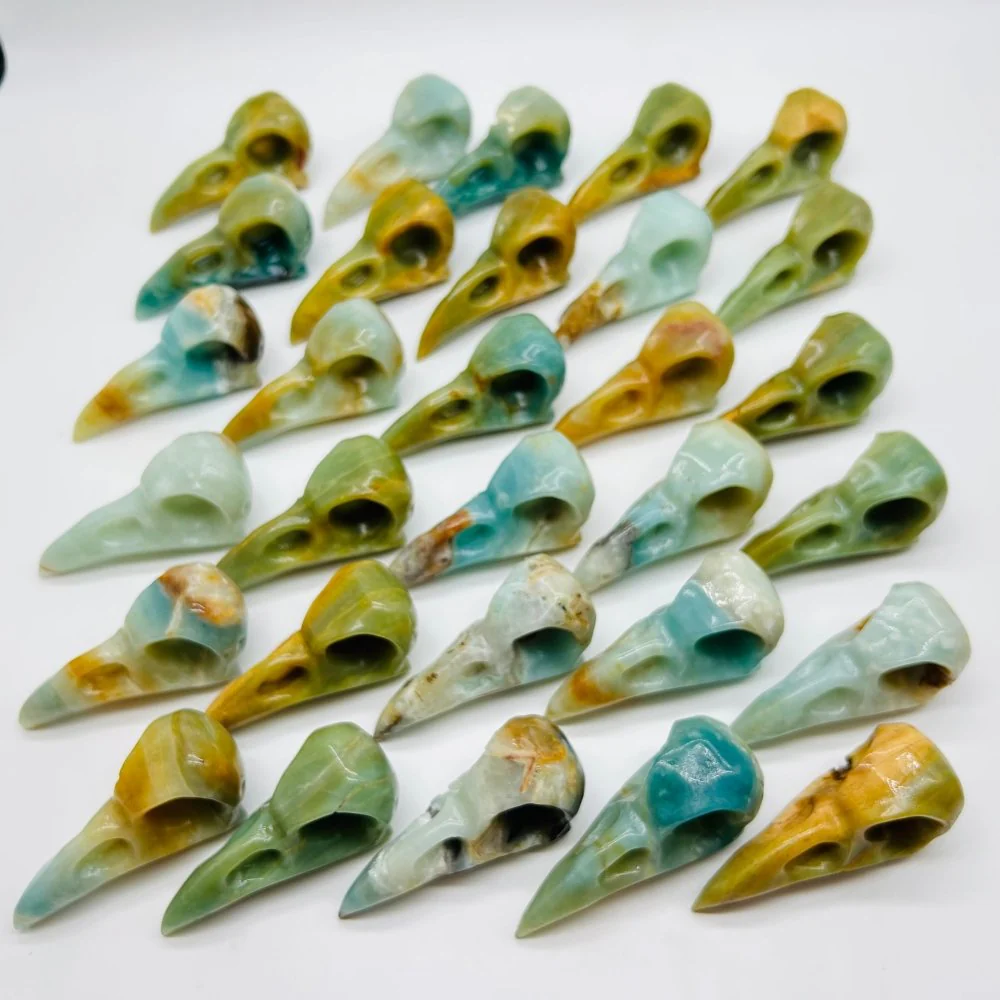 30 Pieces High Quality Caribbean Calcite Crow Skull Carving - Image 8