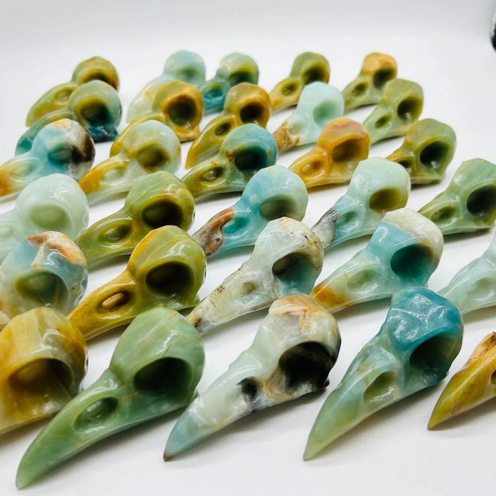 30 Pieces High Quality Caribbean Calcite Crow Skull Carving - Image 9