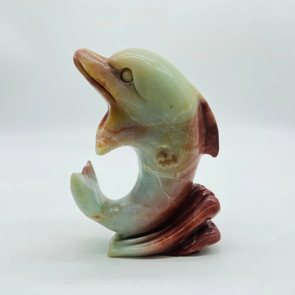 Caribbean Calcite Dolphin Carving - Image 3