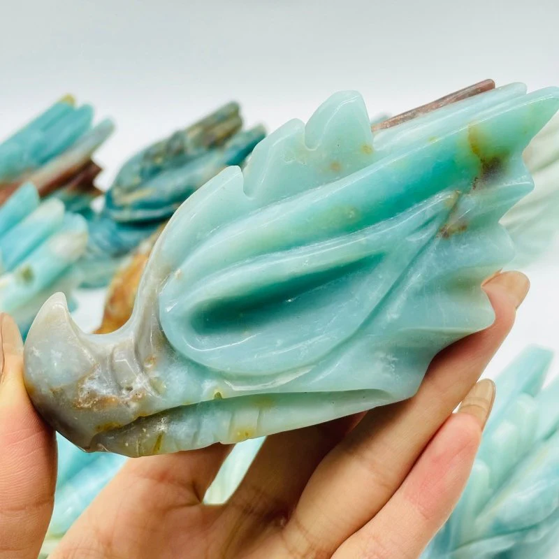 12 Pieces Beautiful Caribbean Calcite Dragon Head Carving - Image 6