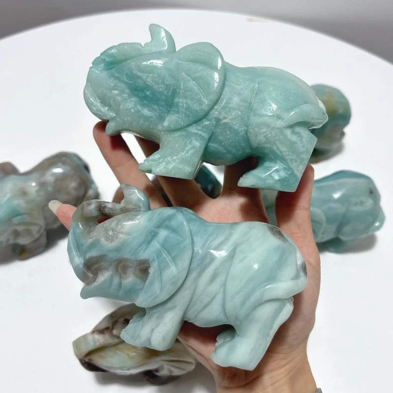 8 Pieces Caribbean Calcite Elephant Carving - Image 5