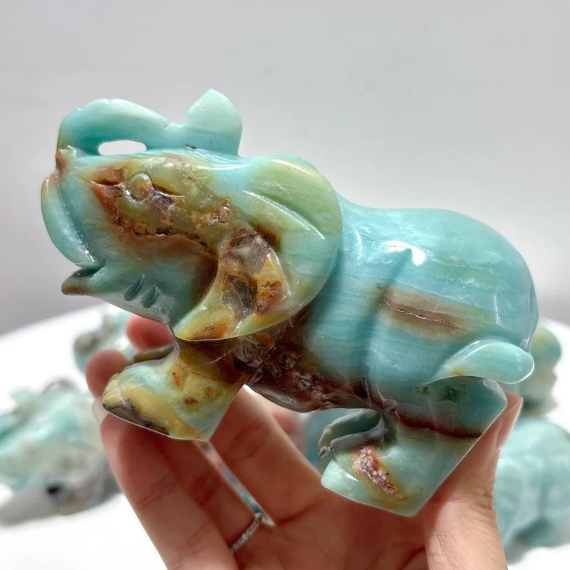 8 Pieces Caribbean Calcite Elephant Carving - Image 7