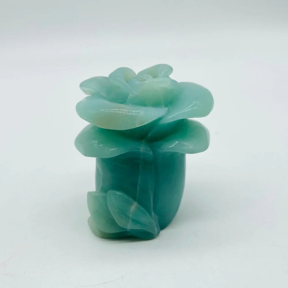 Blue Caribbean Calcite Flower Carving - Image 2