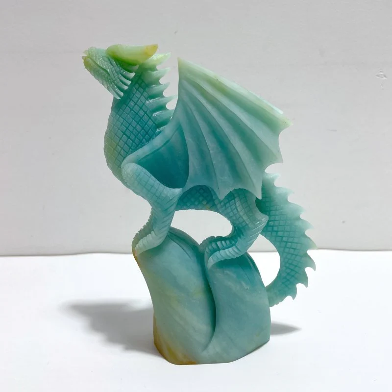3 Pieces High Quality Caribbean Calcite Flying Dragon Castle Carving - Image 3