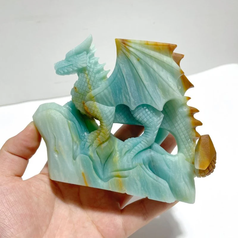 3 Pieces High Quality Caribbean Calcite Flying Dragon Castle Carving - Image 4