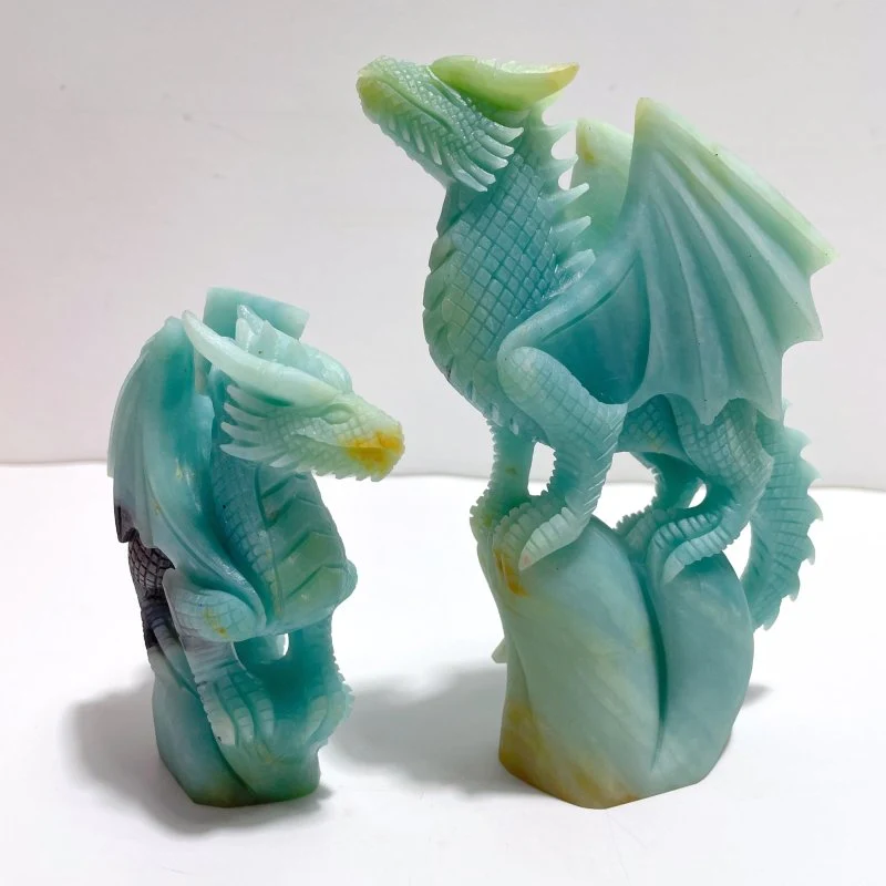 3 Pieces High Quality Caribbean Calcite Flying Dragon Castle Carving - Image 5
