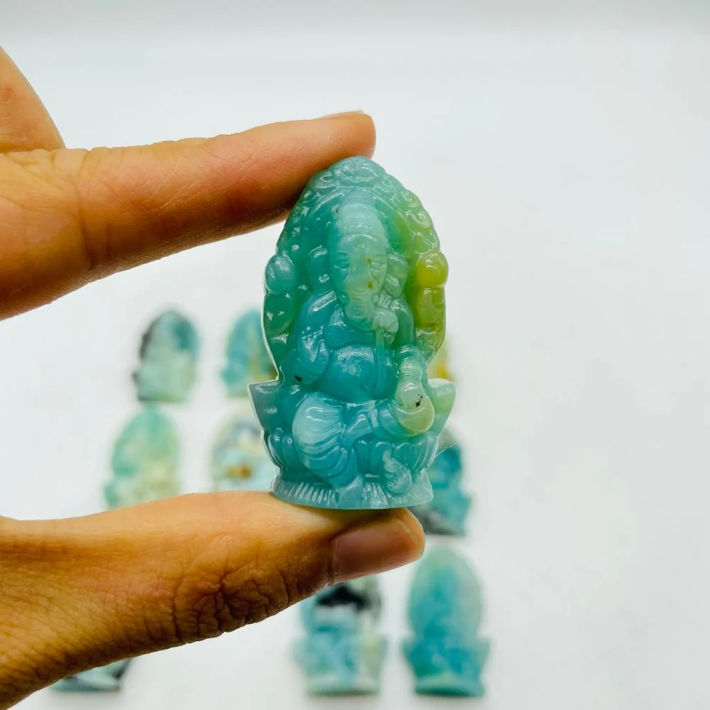 12 Pieces High Quality Caribbean Calcite Ganesha Carving - Image 3