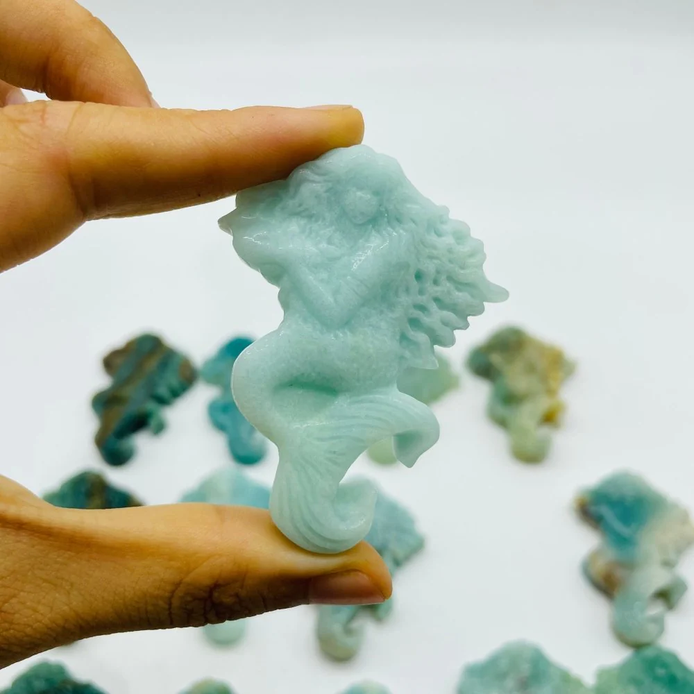 14 Pieces Caribbean Calcite Mermaid Carving - Image 2