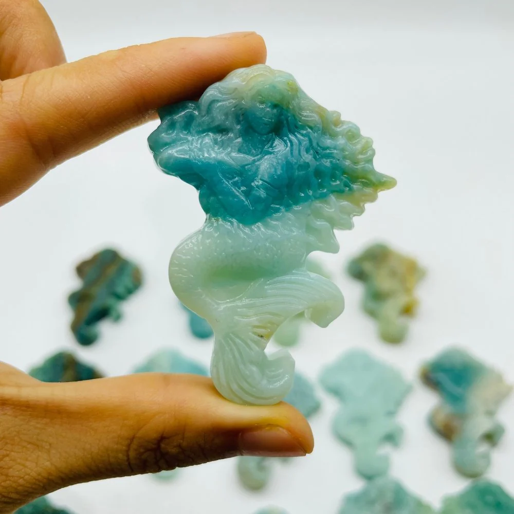 14 Pieces Caribbean Calcite Mermaid Carving - Image 5