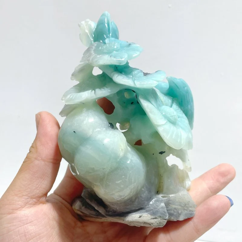2 Pieces Caribbean Calcite Mixed Pyrite Birds&Flower Carving - Image 7