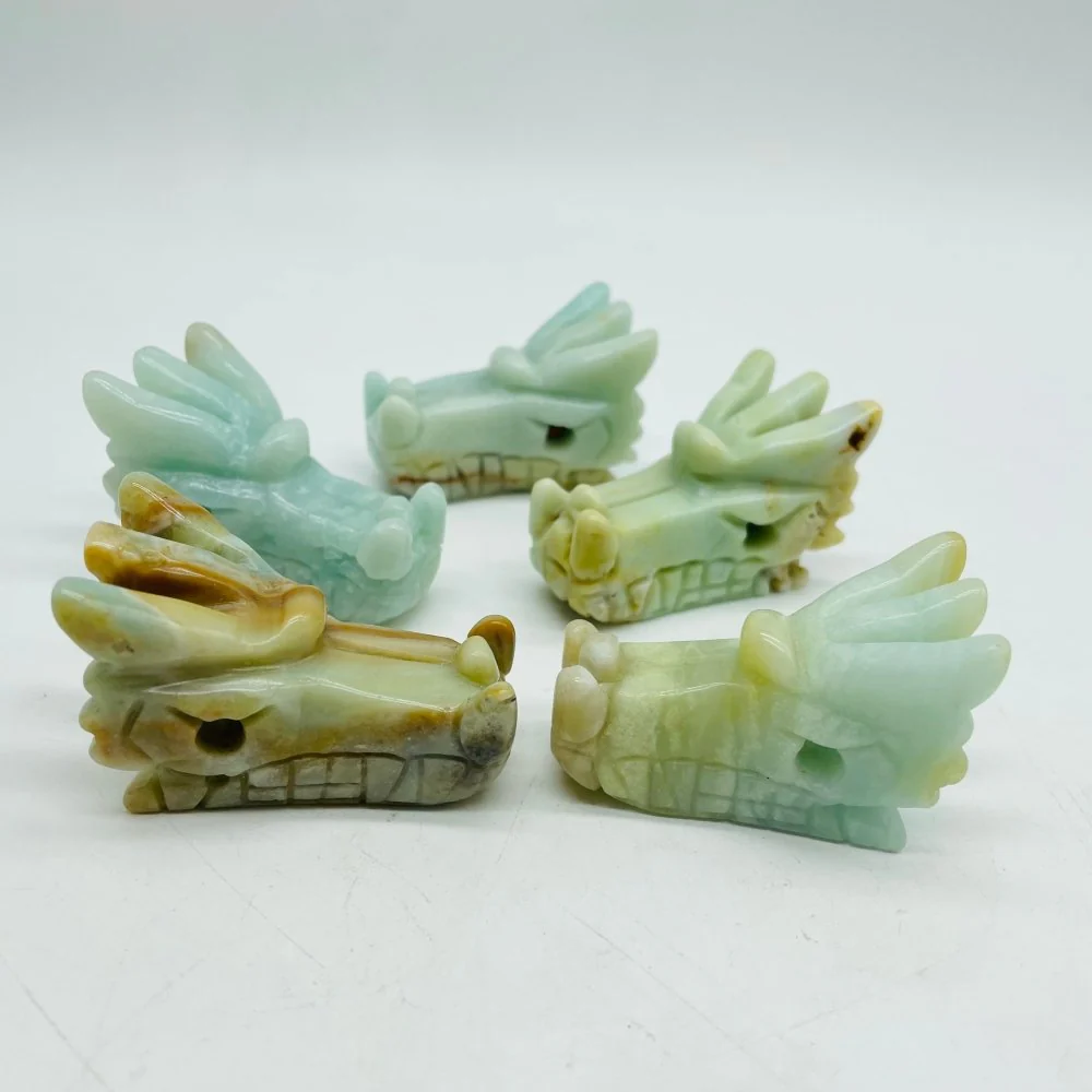 Caribbean Calcite & Rose Quartz Dragon Head Carving Wholesale - Image 3