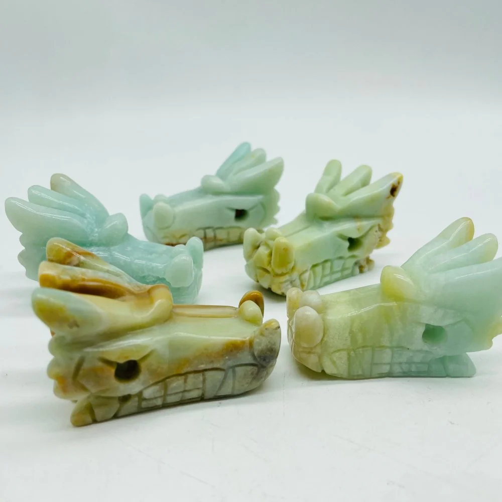 Caribbean Calcite & Rose Quartz Dragon Head Carving Wholesale - Image 4