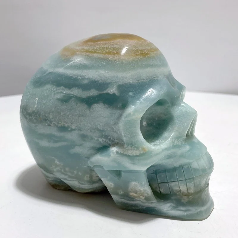 2 Pieces Large Caribbean Calcite Skull Carving - Image 2
