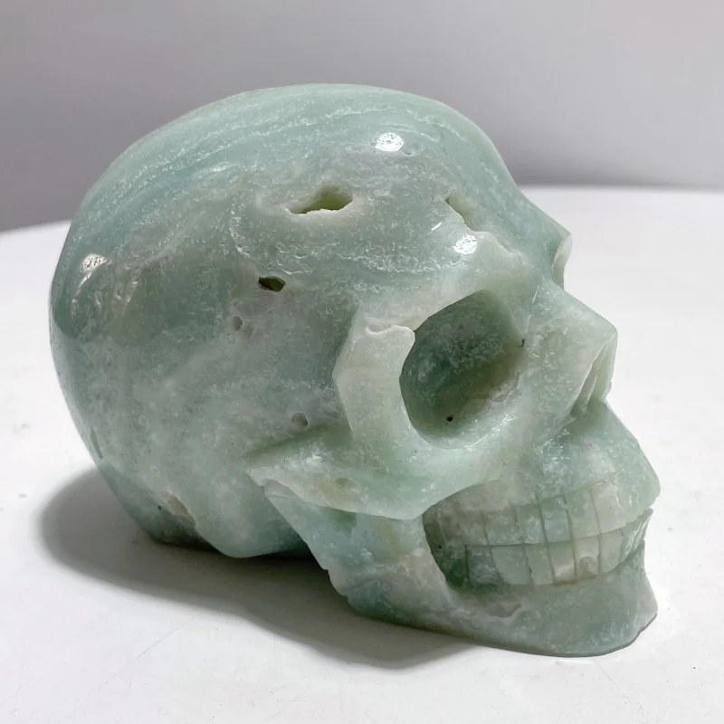 2 Pieces Large Caribbean Calcite Skull Carving - Image 3