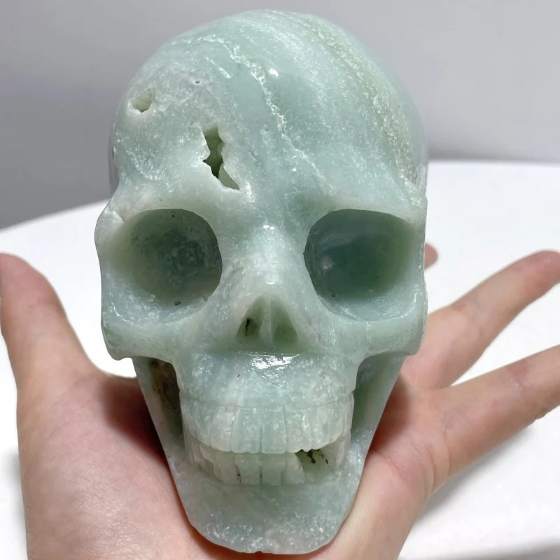 2 Pieces Large Caribbean Calcite Skull Carving - Image 4