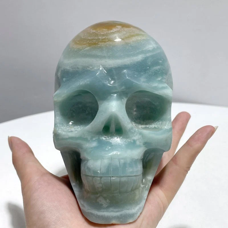 2 Pieces Large Caribbean Calcite Skull Carving - Image 6
