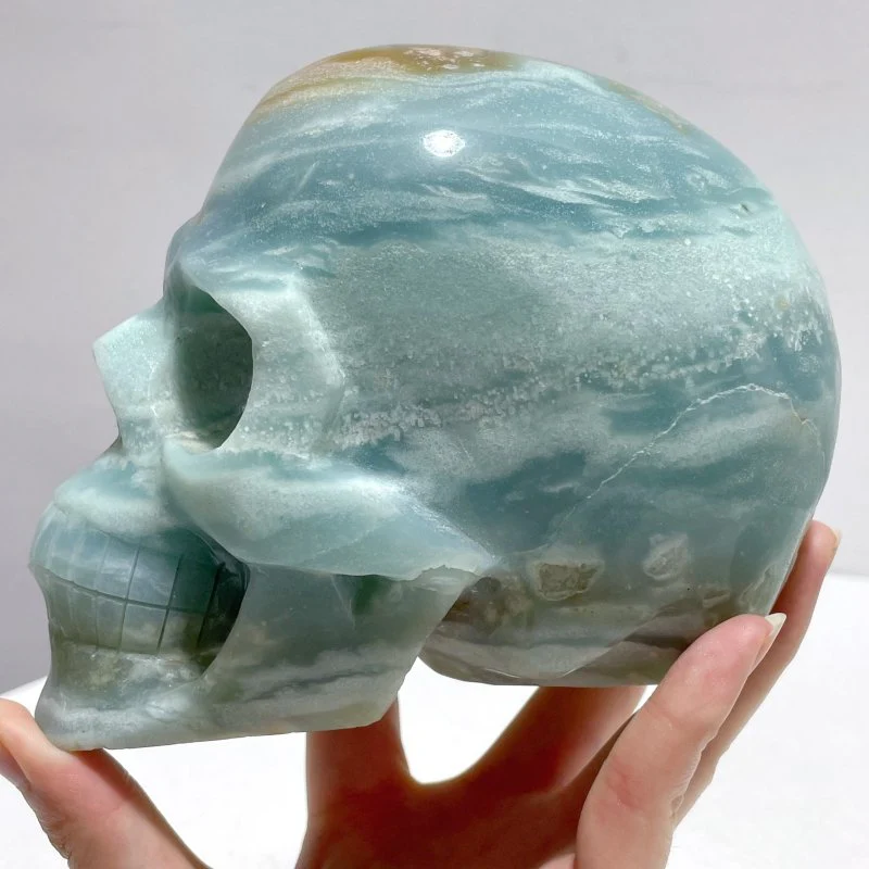 2 Pieces Large Caribbean Calcite Skull Carving - Image 7