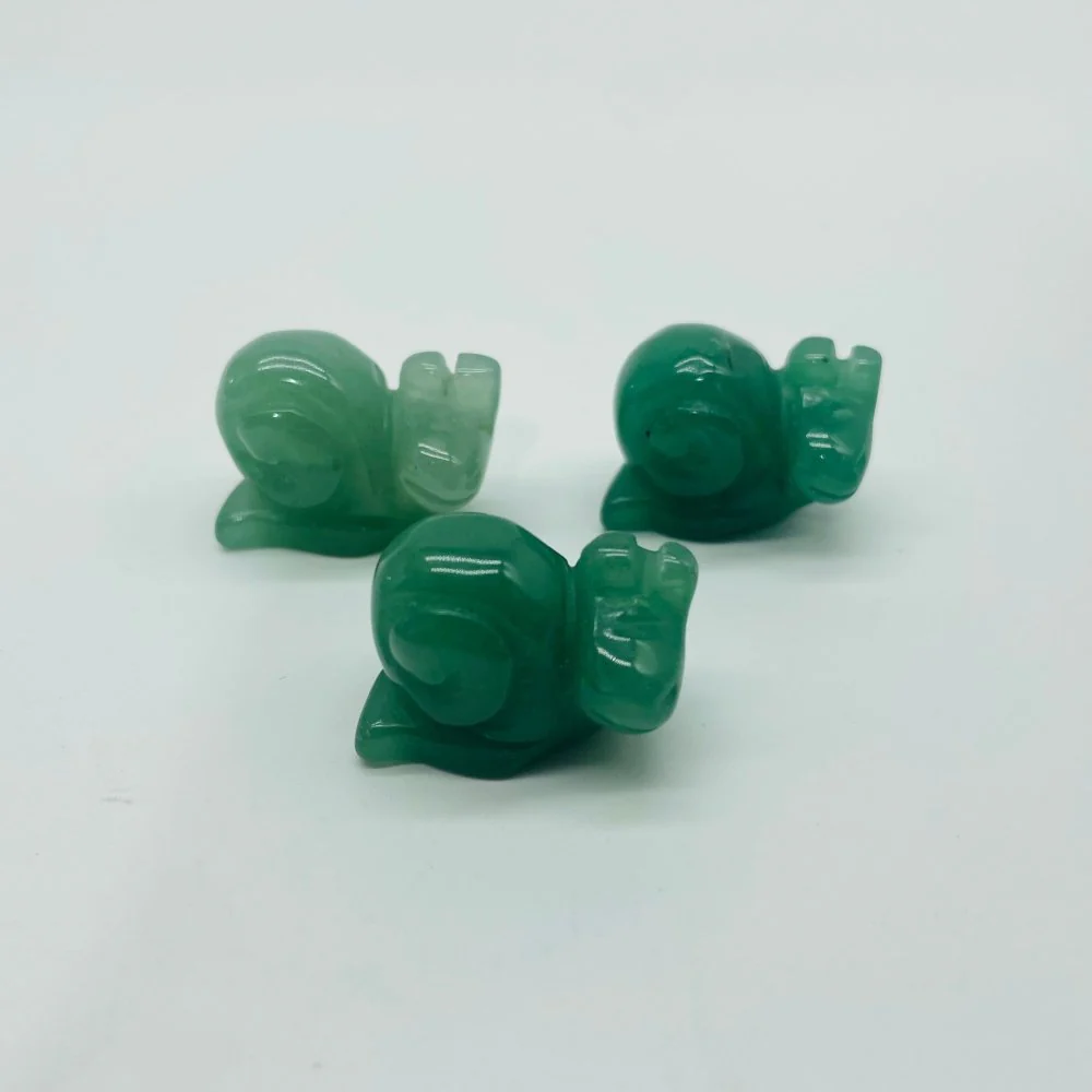 2Types Snail Carving Caribbean Calcite Green Aventurine Wholesale - Image 2