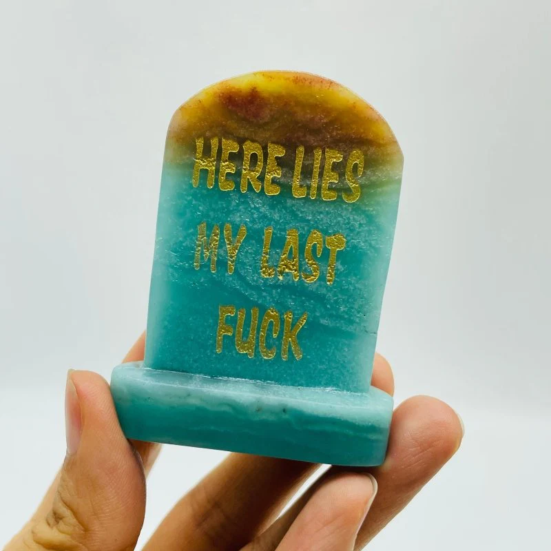(Here Lies My Last Fuck Tomb Stone Funny)Caribbean Calcite Shape Carving Wholesale - Image 2