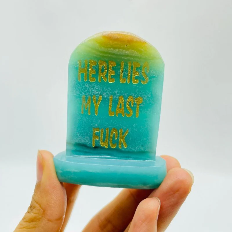 (Here Lies My Last Fuck Tomb Stone Funny)Caribbean Calcite Shape Carving Wholesale - Image 4