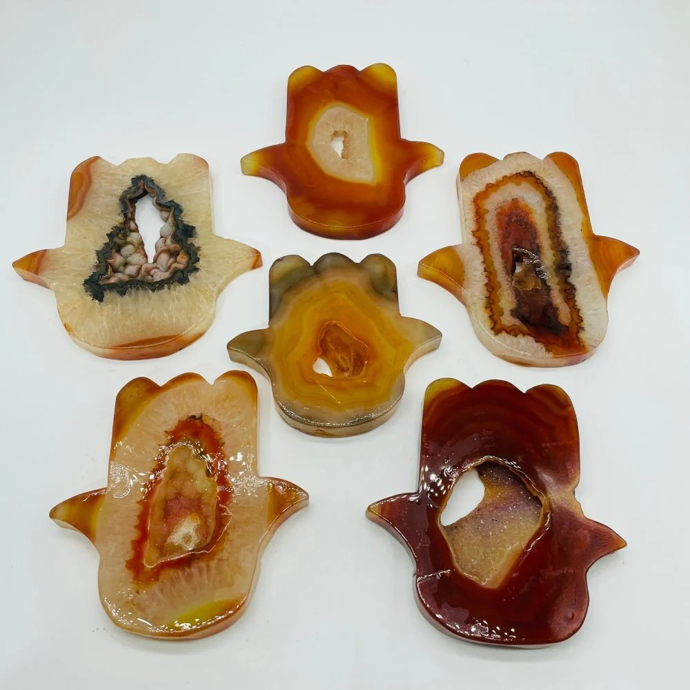 Carnelian Geode Hamsa Hand Carving Crystal Wholesale - Image 2