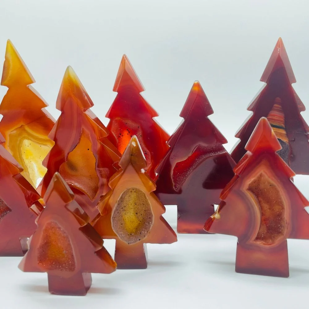 Carnelian Geode Pine Tree Christmas Tree Carving Wholesale - Image 2