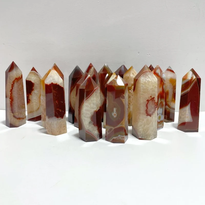 19 Pieces Carnelian Mixed Quartz Tower Point