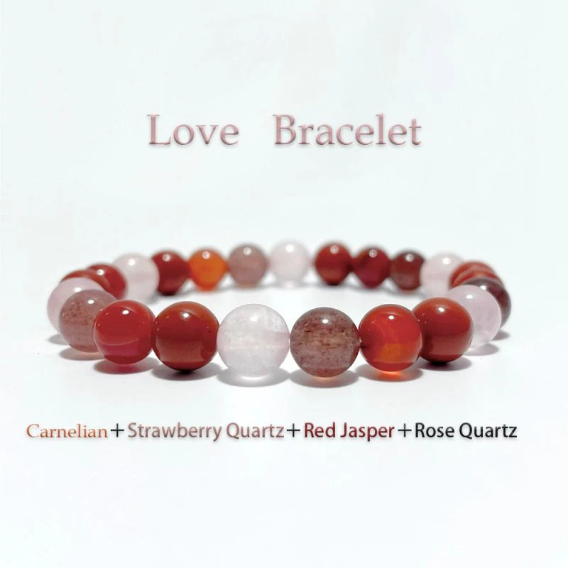 Carnelian Strawberry Quartz Red Jasper Rose Quartz Bracelet Wholesale