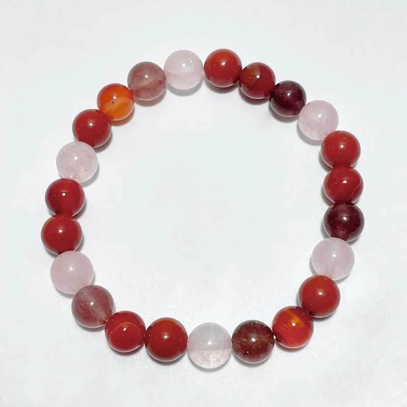 Carnelian Strawberry Quartz Red Jasper Rose Quartz Bracelet Wholesale - Image 4