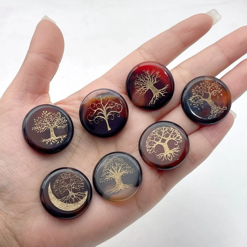 Carnelian Tree of Life Small Round Slices DIY Accessories