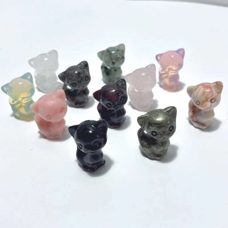 11 Types Cat Carving Wholesale Obsidian Pink Opal Yooperlite - Image 2