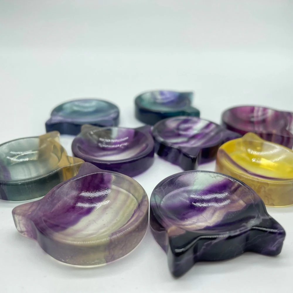 Cat Head Shape Rainbow Fluorite Carving Wholesale - Image 3