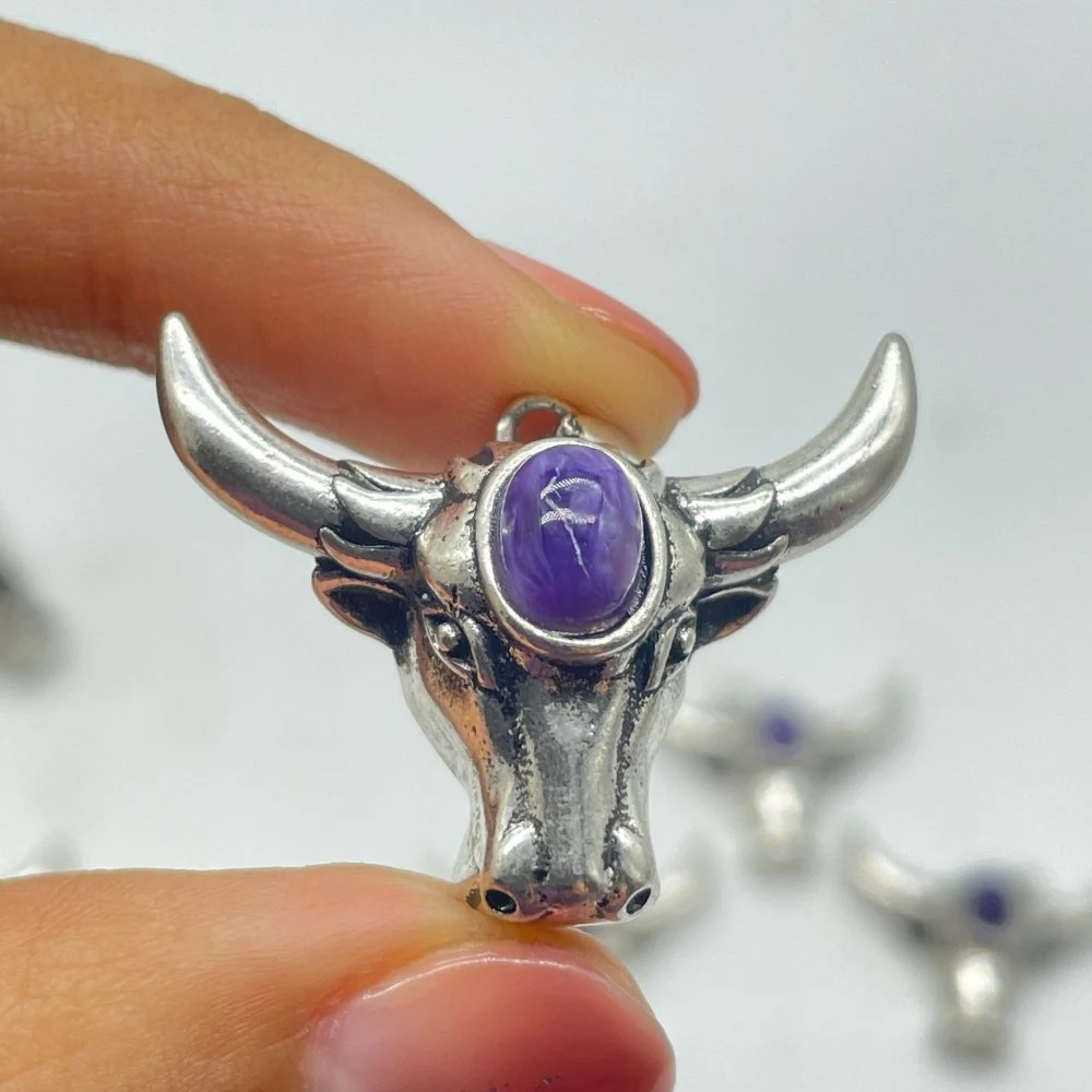 Cattle Head Pendant Wholesale Charoite Moonstone - Image 4