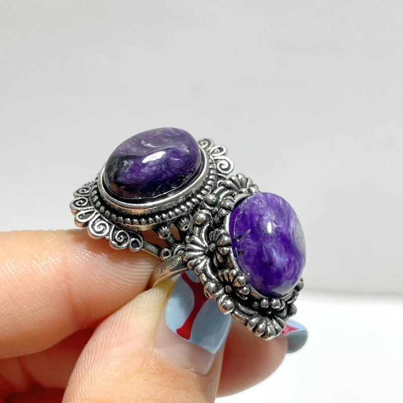 Beautiful 49 Pieces Charoite Different Styles Ring #1 - Image 3