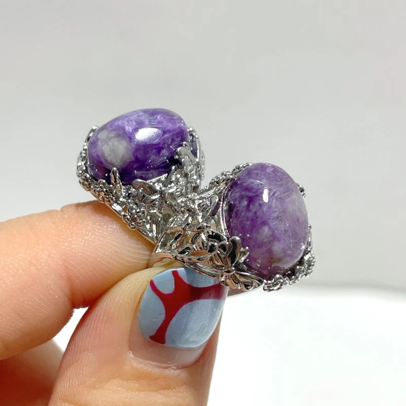 Beautiful 49 Pieces Charoite Different Styles Ring #1 - Image 4