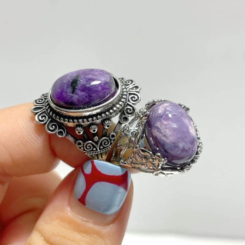 Beautiful 49 Pieces Charoite Different Styles Ring #1 - Image 8