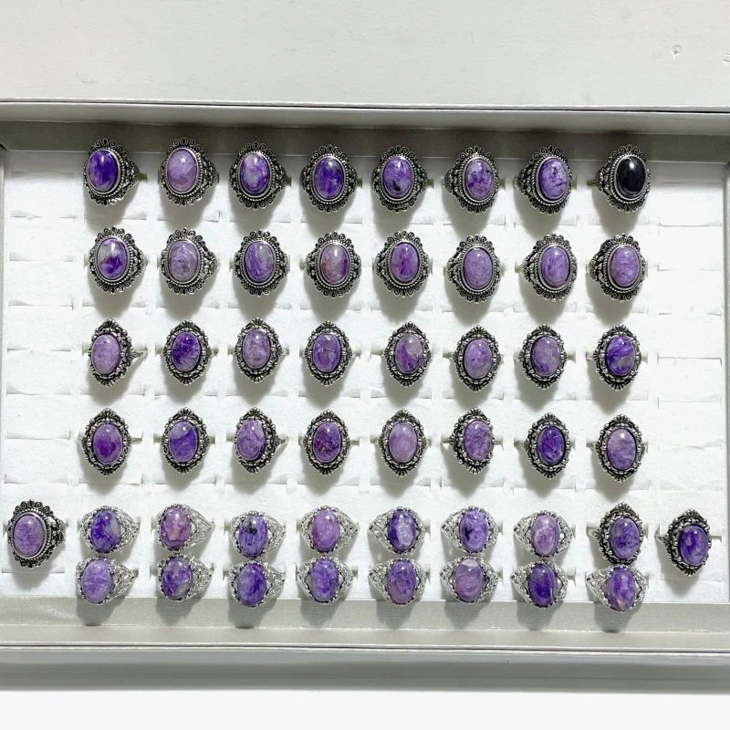 50 Pieces Charoite Different Styles Ring #3 - Image 2