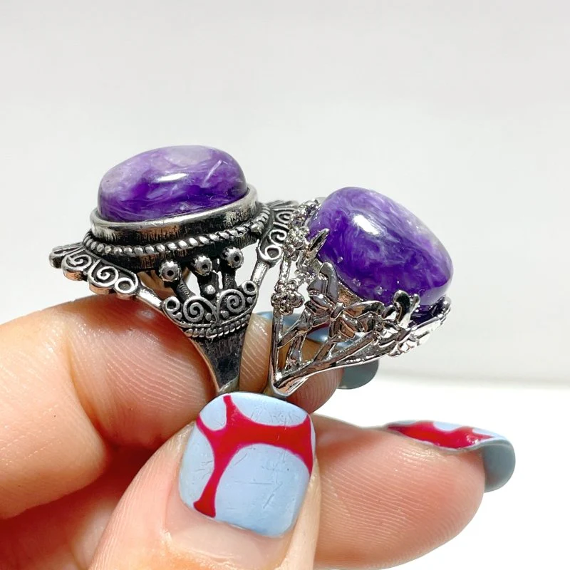 50 Pieces Charoite Different Styles Ring #3 - Image 6