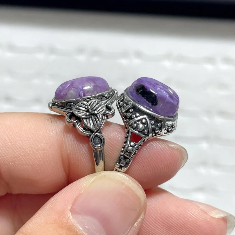 44 Pieces Charoite Different Styles Ring #4 - Image 6