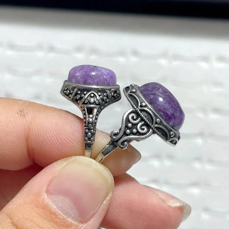 44 Pieces Charoite Different Styles Ring #4 - Image 7