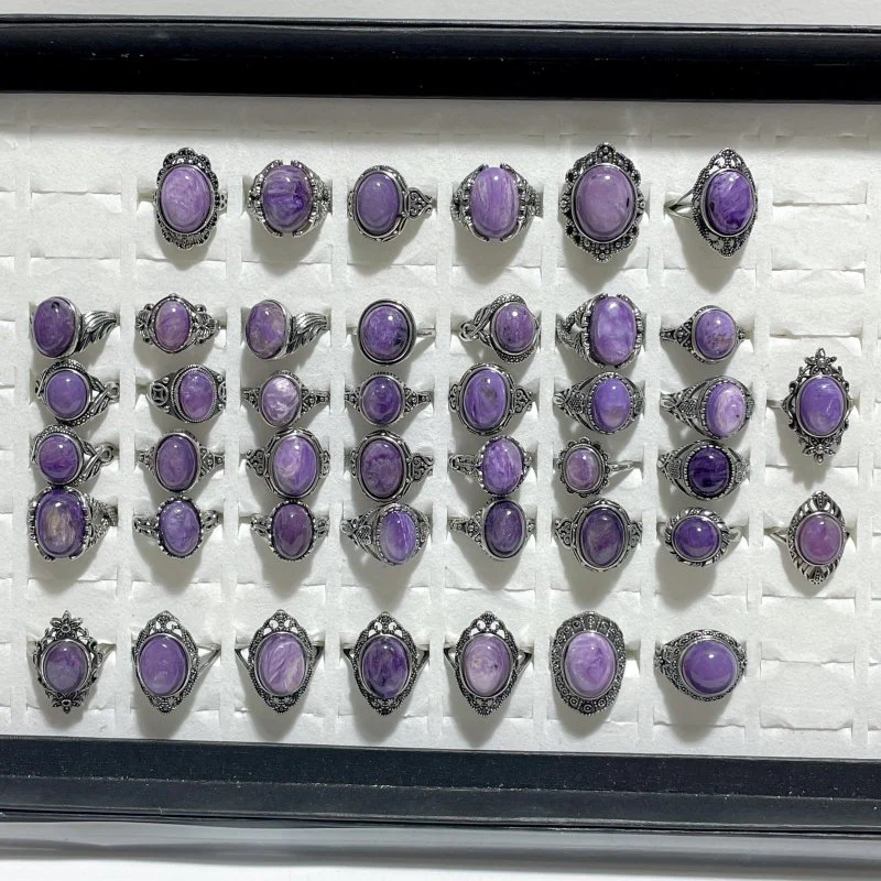 43 Pieces Charoite Different Styles Ring #5 - Image 6